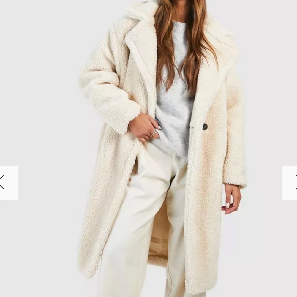 Womens Boohoo TEDDY FAUX FUR COAT Size 4